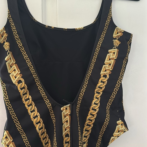 Versace Black and Gold Bodysuit with Chain Pattern - Picture 3 of 6